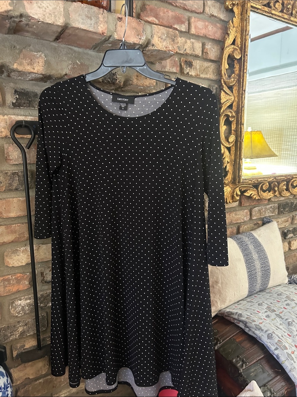 Karen Kane Black Polka Dot Long-Sleeve Swing Dress